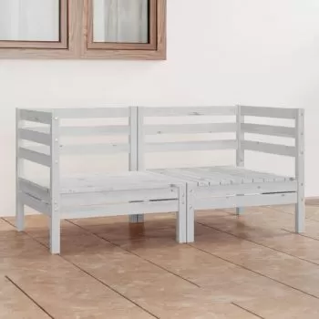 Set mobilier de gradina cu 2 locuri, alb