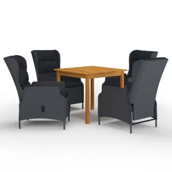  Set mobilier de grădină, 5 piese, gri închis