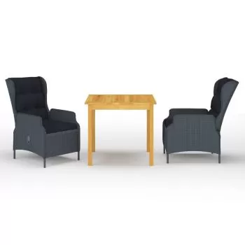  Set mobilier pentru grădină, 3 piese, gri închis
