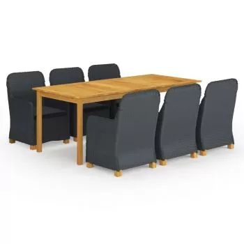  Set mobilier de grădină, 7 piese, gri închis