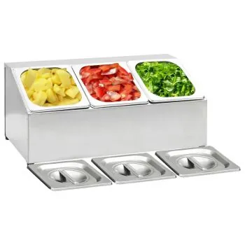  Recipient Gastronorm cu 3 secțiuni GN 1/6 oțel inoxidabil