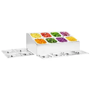  Recipient Gastronorm cu 8 secțiuni GN 1/6 oțel inoxidabil