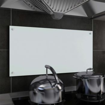 Panou antistropi bucătărie, alb, 80x40 cm, sticlă securizată