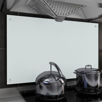 Panou antistropi bucătărie, alb, 100x60 cm, sticlă securizată