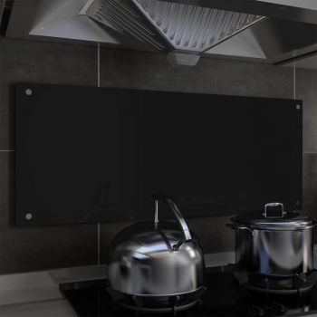 Panou antistropi bucătărie, negru, 100x40 cm, sticlă securizată