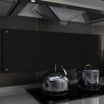 Panou antistropi bucătărie, negru, 120x40 cm, sticlă securizată
