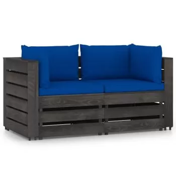 Canapea de gradina cu 2 locuri, albastru