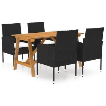  Set de masă pentru grădină, 5 piese, negru
