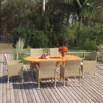 Set mobilier de grădină, 7 piese, bej, poliratan