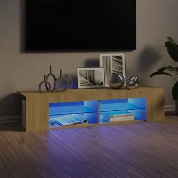 Comoda TV cu lumini LED, stejar sonoma, 135 x 39 x 30 cm