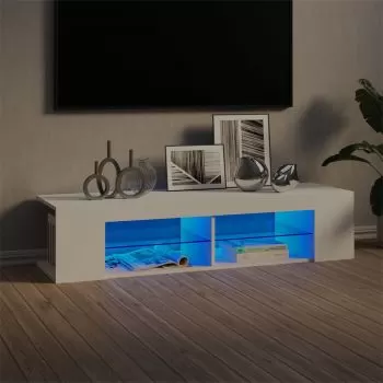 Comoda TV cu lumini LED, alb, 135 x 39 x 30 cm