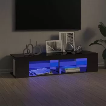 Comoda TV cu lumini LED, gri lucios, 135 x 39 x 30 cm