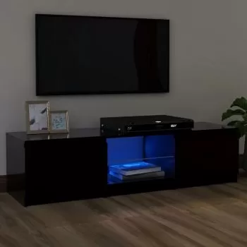 Comoda TV cu lumini LED, negru, 120 x 30 x 35.5 cm