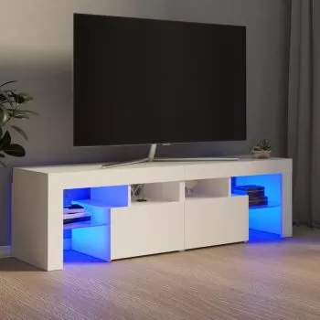Comoda TV cu lumini LED, alb, 140 x 35 x 40 cm