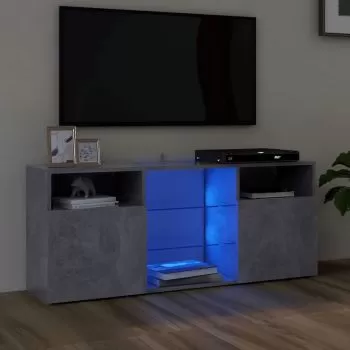 Comoda TV cu lumini LED, gri beton, 120 x 30 x 50 cm