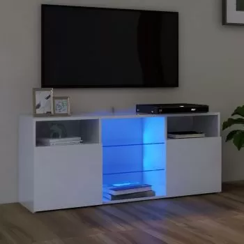 Comoda TV cu lumini LED, alb lucios, 120 x 30 x 50 cm