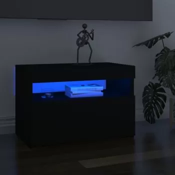Comoda TV cu lumini LED, negru, 60 x 35 x 40 cm