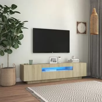 Comoda TV cu lumini LED, stejar sonoma, 160 x 35 x 40 cm