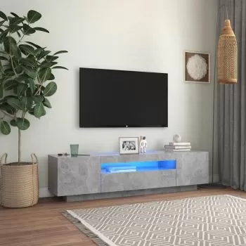 Comoda TV cu lumini LED, gri beton, 160 x 35 x 40 cm