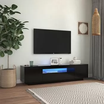 Comoda TV cu lumini LED, negru, 160 x 35 x 40 cm