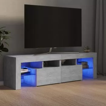 Comoda TV cu lumini LED, gri beton, 140 x 35 x 40 cm