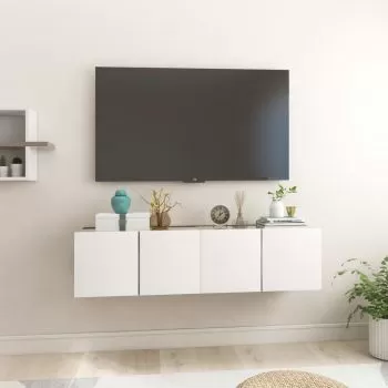 Dulapuri TV suspendate 2 buc. alb si stejar sonoma 60x30x30 cm, alb si stejar sonoma, 60 x 30 x 30 cm