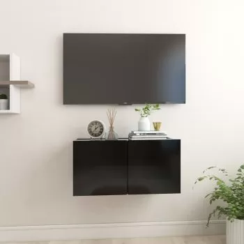 Dulapuri TV suspendate, negru, 60 x 30 x 30 cm