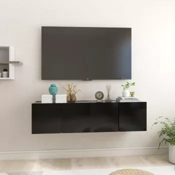 Set 2 bucati dulapuri tv suspendate, negru, 60 x 30 x 30 cm