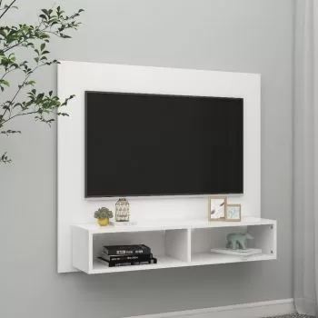 Dulap TV montat pe perete, alb, 102 x 23.5 x 90 cm