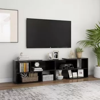 Comoda TV, negru lucios, 149 x 30 x 52 cm
