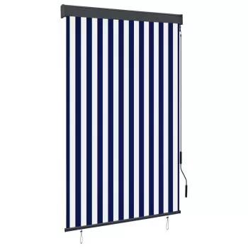  Jaluzea tip rulou de exterior, albastru și alb, 120 x 250 cm