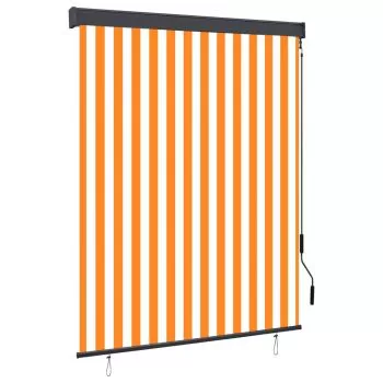  Jaluzea tip rulou de exterior, alb și portocaliu, 140 x 250 cm