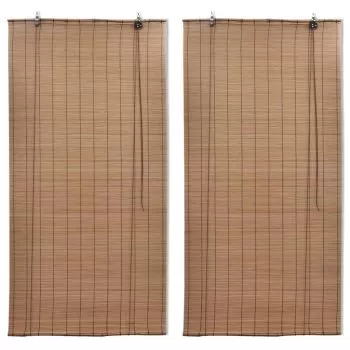  Jaluzele din bambus tip rulou, 2 buc., maro, 120 x 220 cm