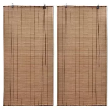  Jaluzele din bambus tip rulou, 2 buc., maro, 100 x 160 cm