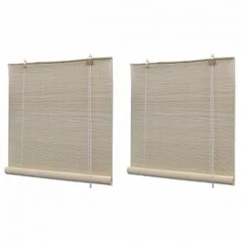  Jaluzele din bambus natural tip rulou, 2 buc., 120 x 160 cm