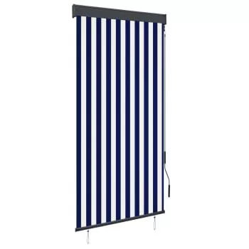  Jaluzea tip rulou de exterior, albastru și alb, 100 x 250 cm