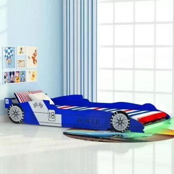 Pat copii masina de curse, albastru, 90 x 38 cm