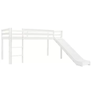 Cadru pat etajat copii cu tobogan &amp, alb, 97 x 110 cm