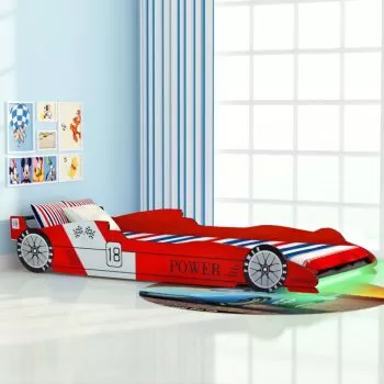 Pat pentru copii masina de curse, rosu, 90 x 38 cm