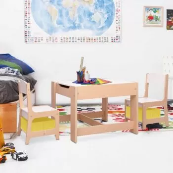 Masa pentru copii cu 2 scaune, maro