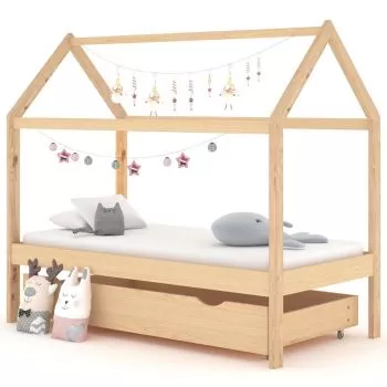 Cadru pat pentru copii, maro, 80 x 160 cm
