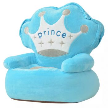 Scaun din pluș pentru copii, Prince, albastru