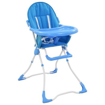 Scaun de masă înalt pentru copii, albastru și alb