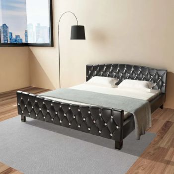 Cadru de pat, negru, 180 x 200 cm, piele artificială