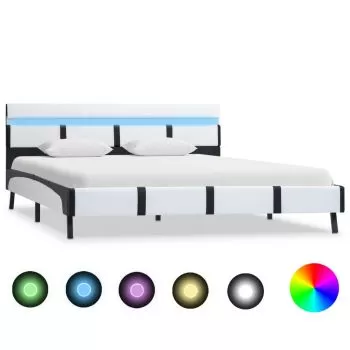 Cadru de pat cu LED, alb si negru, 120 x 200 cm