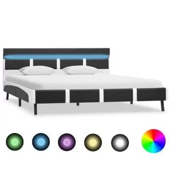 Cadru de pat cu LED, gri si alb, 120 x 200 cm