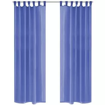 Set 2 bucati draperii din voal, albastru regal, 140 x 225 cm