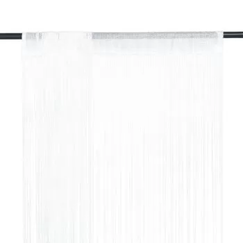 Set 2 bucati draperii cu franjuri, alb, 140 cm