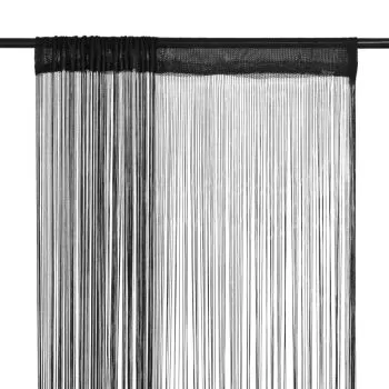 Set 2 bucati draperii cu franjuri, negru, 140 cm