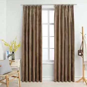  Draperii opace, 2 buc., bej, 140x175 cm, catifea, cu cârlige